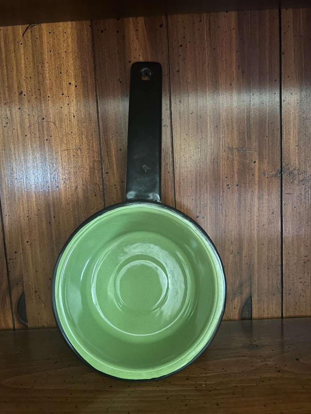 Vintage Enamelware Saucepan Avocado Green Retro Kitchen